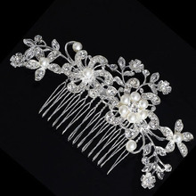 Flor para novia, diamantes de imitación de cristal, perlas de imitación, Clip para el pelo, peineta, accesorios para el cabello 2024 - compra barato