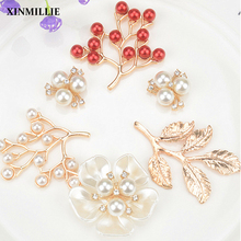 10pcs/Lot Rhinestone Pearl Plastic Flatback Flower Buttons For Clothing Decoration Craft Scrapbook Accessories Sewing Bags Shoes 2024 - buy cheap
