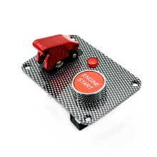 Panel de interruptor de encendido de coche de carreras 2 en 1, 12V, botón de arranque del motor con LED rojo, interruptor de fibra de carbono 2024 - compra barato