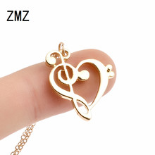 ZMZ 30pcs/lot 2018 Europe/US fashion cute musical note heart shape pendant love heart necklace gift for mom party jewelry 2024 - buy cheap