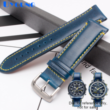 Genuine leather bracelet 23mm watch strap for AT8020 JY8078 mens watches band blue color watchstrap stainless steel buckle 2024 - buy cheap