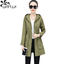 Uhytgf-casaco trench feminino, médio, moda primavera/outono, roupa de exterior com capuz, tamanho grande 1479 2024 - compre barato