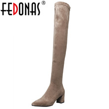 FEDONAS Over The Knee High Boots Women High Heels Pointed Toe Party Shoes Woman Tight High Warm Winter Snow Boots Long Shoes 2024 - buy cheap