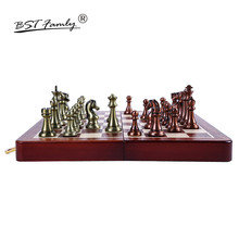 BSTFAMLY Kirsite Metal Chess Set Portable Game of Iternational Chess Wooden Folding Chessboard King Height 67mm Chess Game I8 2024 - buy cheap