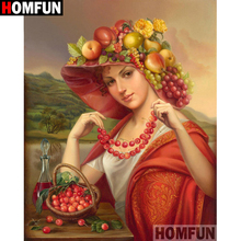 HOMFUN-pintura de diamante 5D DIY "fruta de belleza", bordado de diamantes de imitación cuadrados o redondos, estilo punto de cruz 5D, decoración del hogar, A17890 2024 - compra barato