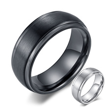 Simple Stainless Steel Matte Finished Black / Silver Color Ring Fashion Male Finger Jewelry 2024 - buy cheap