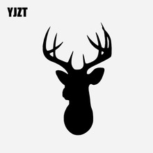 YJZT-calcomanía de vinilo para coche, 7,9 CM x 12,5 CM, cabeza creativa de ciervo de Navidad, C23-0069 negro/plateado 2024 - compra barato