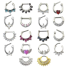 Women Septum Pierced Clicker Jewelry Trendy Septum and Nose Piercing Zircon Nose Hoop Rings Body Piercing Jewelry Septum Rings 2024 - buy cheap
