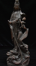 16" China Bronze Dragon Fish Kwan-yin Guan Yin Boddhisattva Supreme Bodhi Statue 2024 - buy cheap