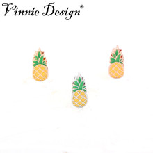 Vinnie Design Jewelry Enamel Pineapple Slide Charms fit on Stainless Steel Keepers Wrap Bracelets 5pcs/lot 2024 - buy cheap