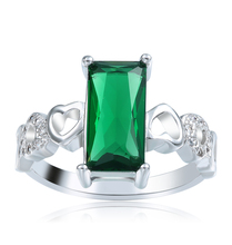 Hainon модное серебряное кольцо женское квадратное зеленое обручальное кольцо ювелирные изделия ажурное сердце романтическое 2024 - купить недорого