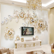 Обои beibehang на заказ для гостиной спальни роскошные жемчужные цветы 3d Европейская роспись фон для стены украшение для дома 2024 - купить недорого