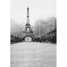 12ft Vinyl cloth Paris Eiffel Tower snow sceneryphotography backdrop for wedding photo studio portrait backgrounds photographic 2024 - buy cheap