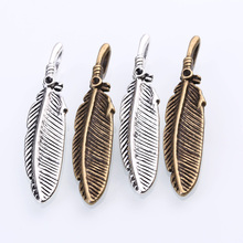 Metal Zinc Alloy Small Feather Charms Vintage Diy Feathers Pendant Charms For Jewelry Making 50pcs 8*38mmC8909 2024 - buy cheap