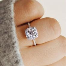 Женские кольца, богемное квадратное серебряное кольцо с кристаллами, классические женские ювелирные аксессуары для помолвки и вечеринки 2024 - купить недорого