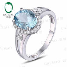 CaiMao 1.50 ct Natural Aquamarine 18KT/750  White Gold  0.19 ct Full Cut Diamond Engagement Ring Jewelry Gemstone 2024 - buy cheap