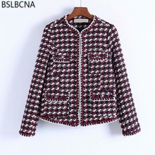 Autumn Winter Coat Female Crochet Texture Short Jacket Women Pocket Casual 2021 European Vintage Plaid Plus Size Clothes A474 2024 - buy cheap