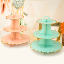 3 Tiers Cake Stand Bronzing Monochrome Paper Cupcake Dessert Display Holder Rack Wedding Decoration Birthday Party Cake Decor 2024 - buy cheap