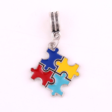 Autism Awareness Hot Sell Pendant Charm Puzzle Piece Dangle Jigsaw Beads Charms fit Fashion Bracelet or DIY Bracelet 2024 - buy cheap