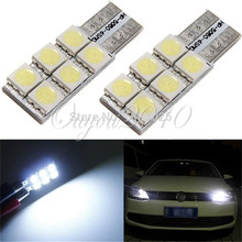 Best Price 2pcs/lot T10 194 168 501 W5W 6 LED 5050 SMD White Car Auto Side Wedge Tail Turn Lights Lamp Bulb DC12V 2024 - buy cheap