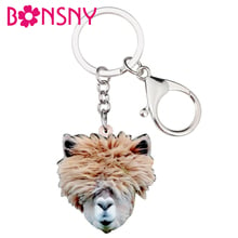 Bonsny Acrylic Novelty Alpaca Llamas Key Chain Keychains Rings Fashion Cute Animal Jewelry For Women Girls Gift Car Bag Charms 2024 - buy cheap