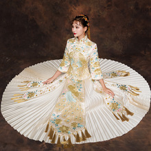 Top Grade Traditional Chinese Wedding Gown Dress Female Marrying Cheongsam Qipao 2018 New Retro Bride traditional costume 2024 - buy cheap