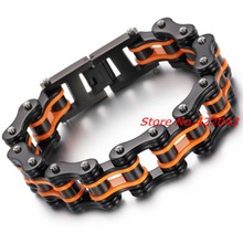 8.6"*16mm Cool heavy mens bicycles Motorcycle Link Chain punk stainless steel fashion Orange Black bracelet High-quality jewelry 2024 - buy cheap