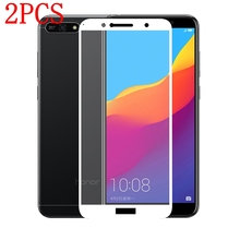 Película protetora de tela para celular, 2 peças, vidro temperado 3d, para AUM-L29 honor 7a pro, honor 7a pro com cobertura completa 2024 - compre barato