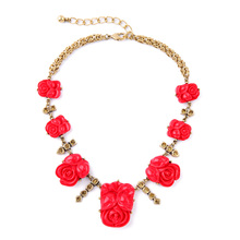 Famous Brand Maxi Necklace New Items Design Red Resin Rose Statement Jewelry Online Store 2024 - buy cheap