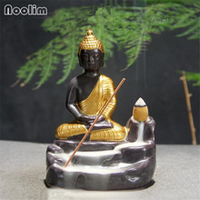 Ceramic Handicraft Buddha Statues Backflow Incense Burner Waterfall Gold Incense Holder Zen Buddhist Home Decor Antique Censer 2024 - buy cheap