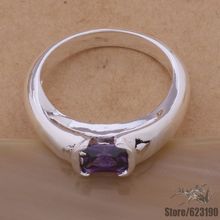 Anillo Chapado en plata AR121, joyería de moda plateada, piedra violeta incrustada/dwyamofa fjkaoara 2024 - compra barato