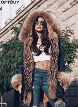 OFTBUY 2020 Long Parka Winter Jacket Women Real Natural Raccoon Fur Collar Coat Thick Warm Outerwear Streetwear Detachable New 2024 - buy cheap