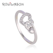 ROLILASON-Anillo de circonio de cristal blanco con forma de corazón, anillo romántico, regalo de San Valentín, JR2104 2024 - compra barato