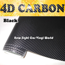 Высококачественная супер черная 4D виниловая пленка из углеродного волокна без пузырьков для автомобильного мотоцикла Размер: 1,52*30 м/рулон 2024 - купить недорого