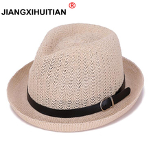 2018 Spring summer sun hats for women and mens jazz Braid Cap Summer Beach Straw Panama Hat femal Topper 2024 - buy cheap