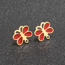 Gold tone Stainless Steel butterfly Earring Post Loop Stud Findings DIY jewelry finding 15MM 2024 - buy cheap