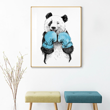 Bonito boxe panda pintura da lona dos desenhos animados cartaz e impressão arte da parede fotos para sala de estar quarto dos miúdos jardim infância decoração casa 2024 - compre barato