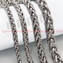 Charming Fashion Handmade 3/4/5/6MM Silver Color Tone 316L Stainless steel Men/Women's Wheat Braided chain necklace 18-40 " 2024 - buy cheap