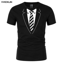 2021New Summer Men Cotton T Shirts Fake Suit Tie Funny Print T-Shirt Men's Casual O-Neck  Short Sleeve Tshirt Top Tees Plus Size 2024 - buy cheap