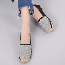 Crystal round toe flat fisherman shoes knitting bottom sequins leisure single shoes 2019 glitter gold/silver flats espadrilles 2024 - buy cheap