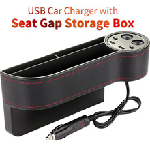 Car Seat Crevice Storage Box 2 USB Car Charger Cigarette Lighter Socket Car Organizer Bag Gap Pocket Tidying Card Phone Holders 2024 - buy cheap