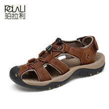 POLALI Brand Genuine Leather Men Shoes Summer New Large Size Men's Sandals Men Sandals Fashion Sandals Slippers Big Size 38-46 2024 - buy cheap