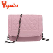 Yogodlns PU Leather Women Shoudler Bag Plaid Ladies Crossbody Bag Chain Trendy Candy Color Small Flap Shopping Handbag bolso 2024 - buy cheap