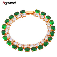 Красивые золотистые браслеты с зелеными кристаллами, модные ювелирные украшения со здоровым цирконием класса ААА, без никеля и свинца TB247A 2024 - купить недорого