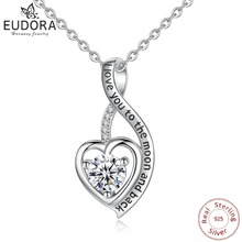 EUDORA 925 Sterling Silver CZ Love Heart Pendant Necklaces Personalized Peach Heart Charm For Wife Jewelry Anniversary Gift D352 2024 - buy cheap