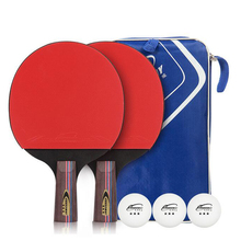 Crossway tênis de mesa raquetes de borracha ping pong paddle dupla face raquete de tênis de mesa conjunto com bolas + saco longo/curto punho 2024 - compre barato
