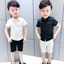 Children's Short-sleeved Shirt 2019 New Summer Boy's Solid Color Bottoming Shirt Kids Formal Tops Tees 2024 - buy cheap