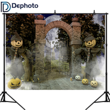 Dephoto Halloween Theme Backdrop Mysterious Door Horror Pumpkin Moon Hallowmas Party Photography Background Photo Studio Prop 2024 - buy cheap