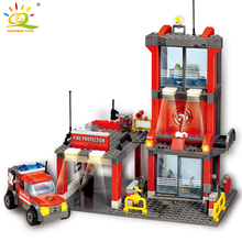 HUIQIBAO TOYS 300pcs Fire Station Car Building Blocks For ChCity firefighter figure Rescue truck Bricks set 2024 - buy cheap