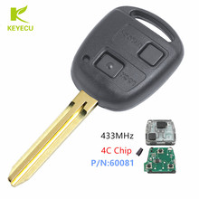 KEYECU-mando a distancia de coche de repuesto, 2 botones, 433MHz, 4C, para Toyota RAV4, Corolla, Yaris, P/N: 60081 2024 - compra barato